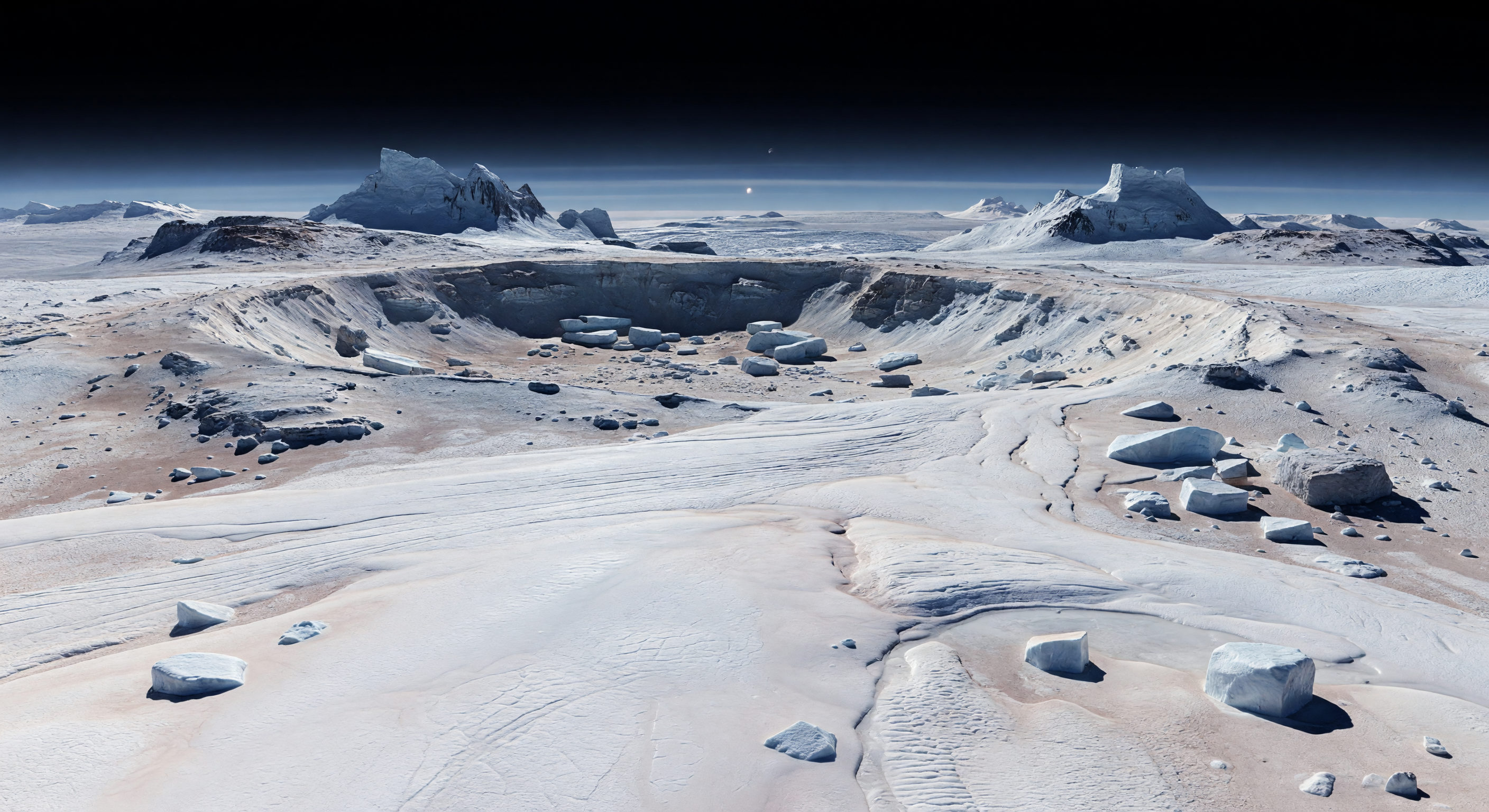 Glaciar de nitrógeno al cráter