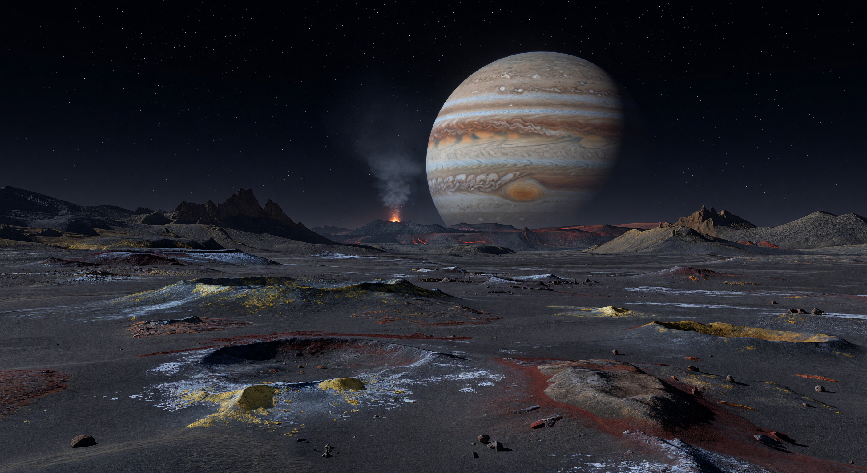 Panorama nocturne volcanique