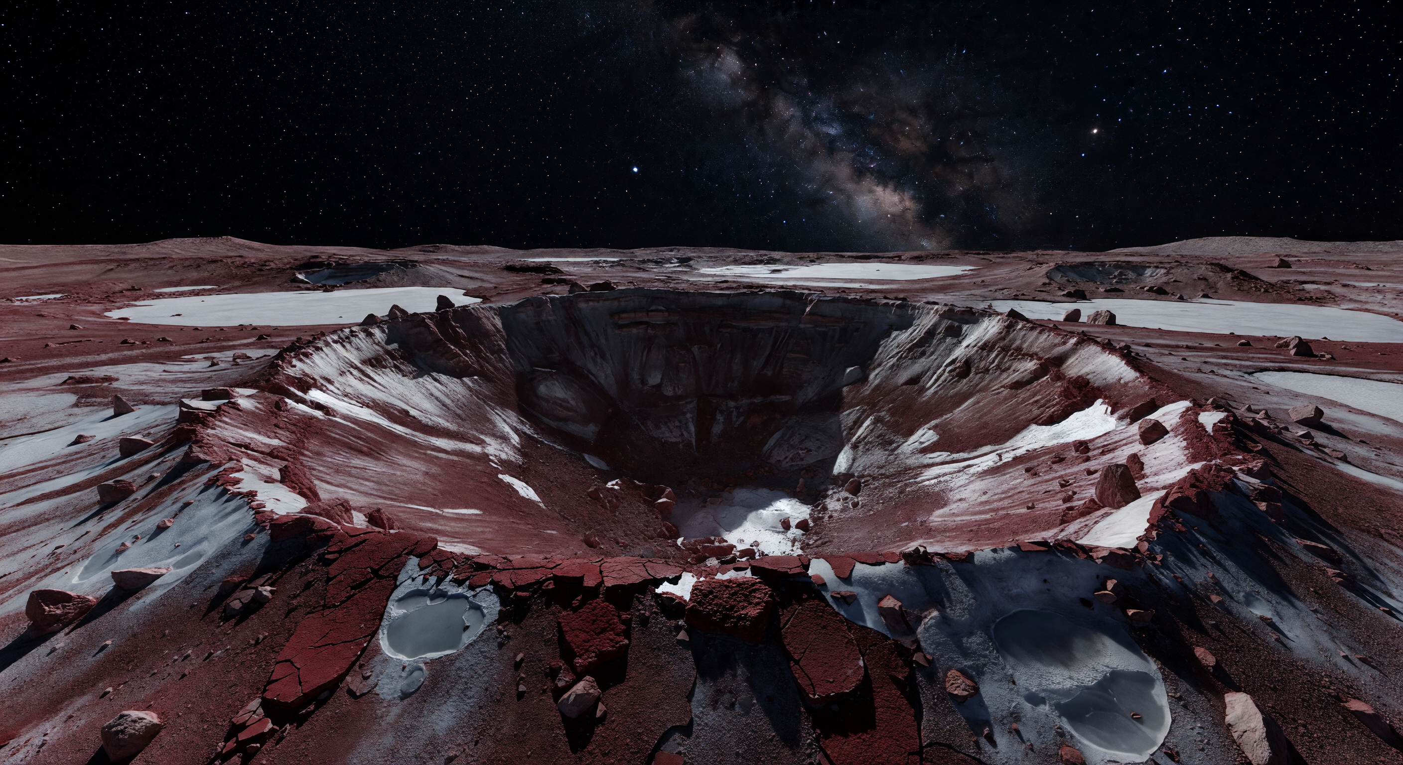 Fresh Ice-Rim Crater